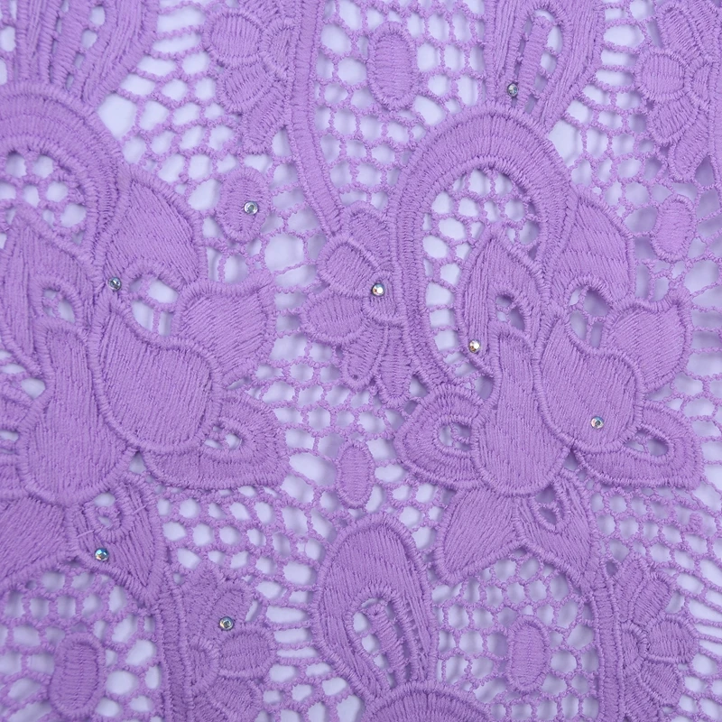 Фиолетовая африканская Водорастворимая кружевная ткань французская Тюлевая с