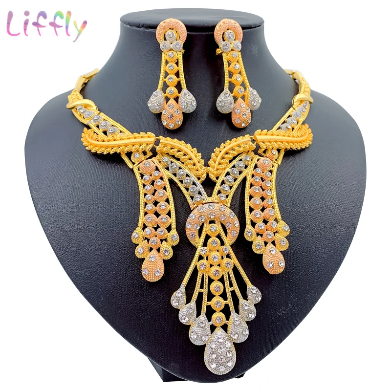 Новый Большой Африканский Золотой набор украшений для женщин нигерийские