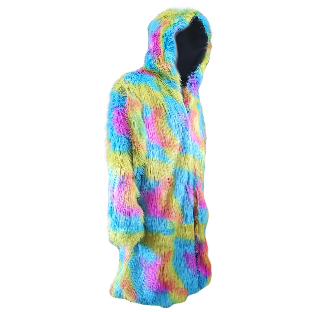 Men's Winter Parka Overcoat Thick Warm Outwear Long Sleeve Faux Fur Coat Jacket With Hooded