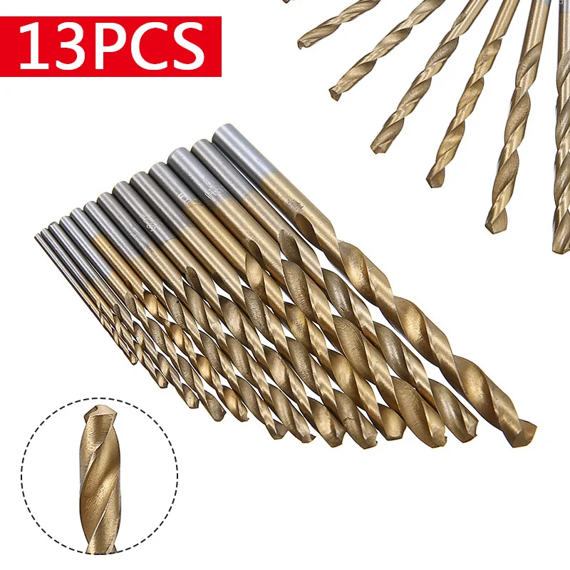 

13Pcs 1.5/2/2.5/3/3.2/3.5/4/4.5/4.8/5/5.5/6/6.5mm Twist Drill Bit High Speed Steel For Woodworking Plastic HSS Drill Bit Set