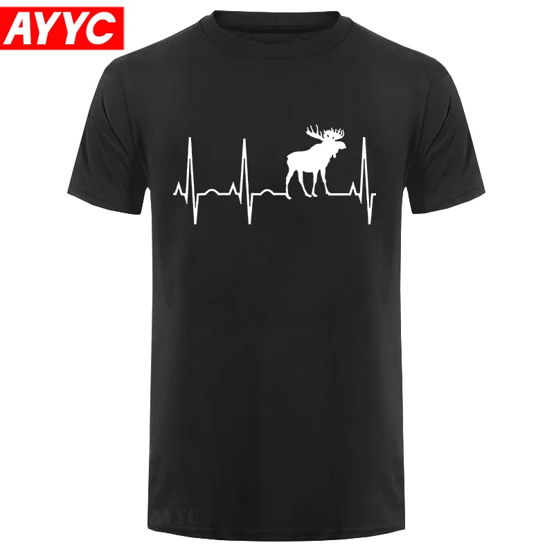 

Moose Heartbeat Shirt For Moose Lovers Moose T Shirt 2021 Summer Men's Short Sleeve T Shirt Funny Tees Cotton Tops T Shirt