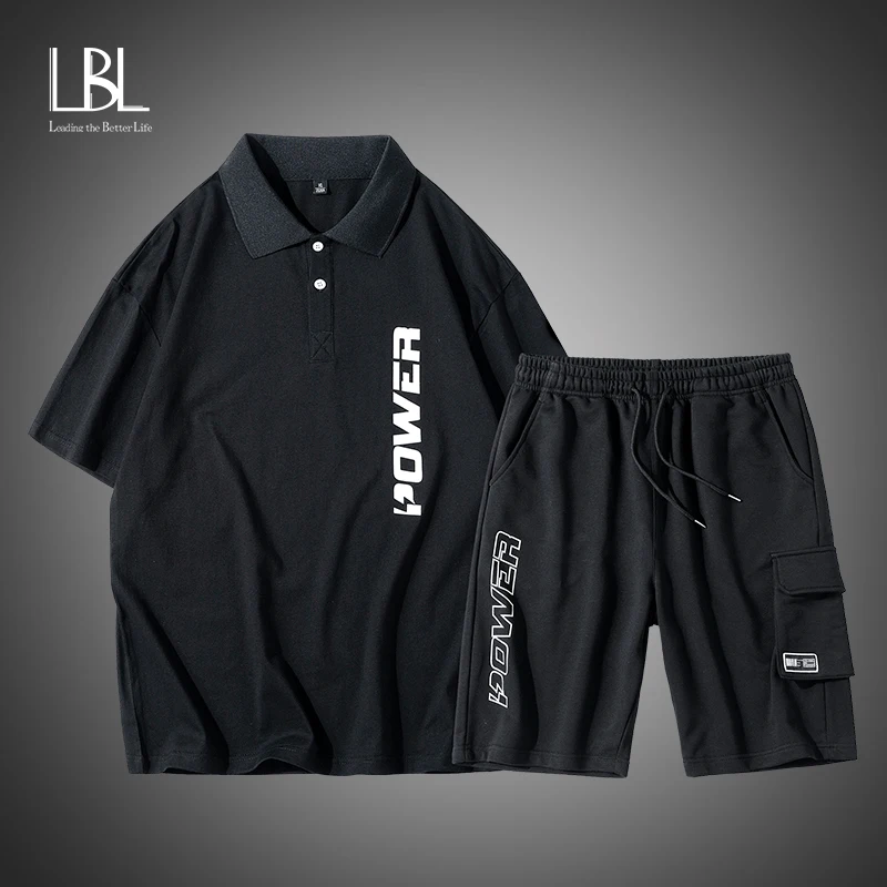 Мужской спортивный костюм-поло с отложным воротником Повседневная дышащая