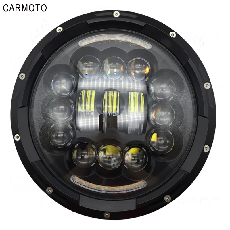 1pcs 7 Inch DOT SAE E9 Motorcycle Headlamp with angle eye Led Headlight 7inch housing bucket trim ring for Touring Electra Glide