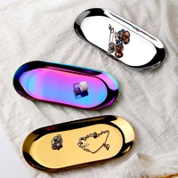 nordic gold oval plate european jewelry tray stainless steel fruit plate metal table top storage plate