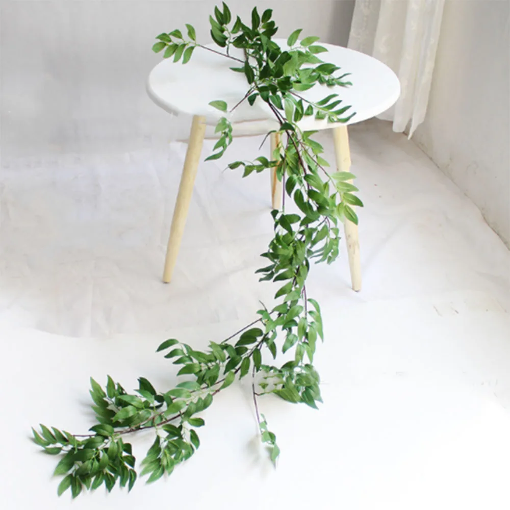 

Artificial Hanging Willow Leaves Vines Twigs Fake Silk Willow Plant Leaves Garland Wedding Decor Jungle Party Supplies
