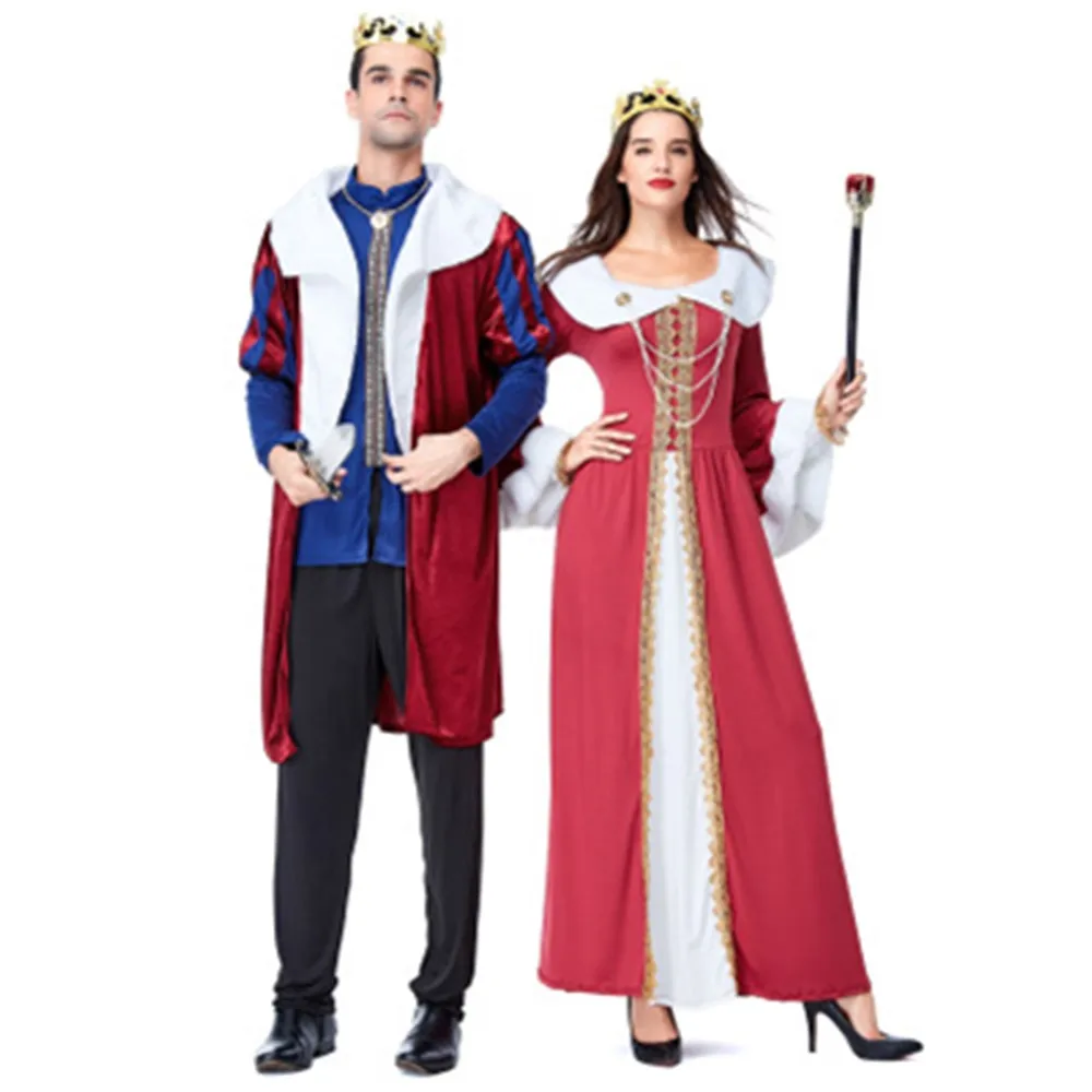 

Halloween European Royal Retro Court Costume Christmas Party Masquerade British Aristocratic Queen And King Costume