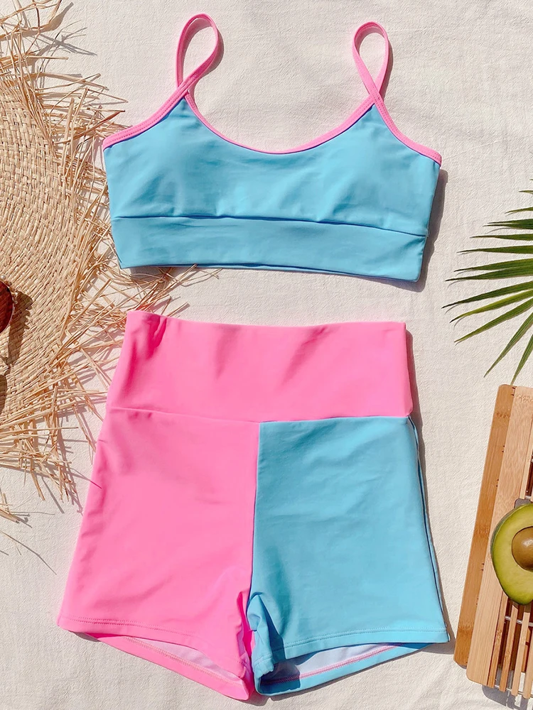 

ZTVitality Sexy Bikinis Contrast Color Bikini 2021 New Arrival Straps Padded Push Up Swimsuit High Waist Swimwear Women Biquini