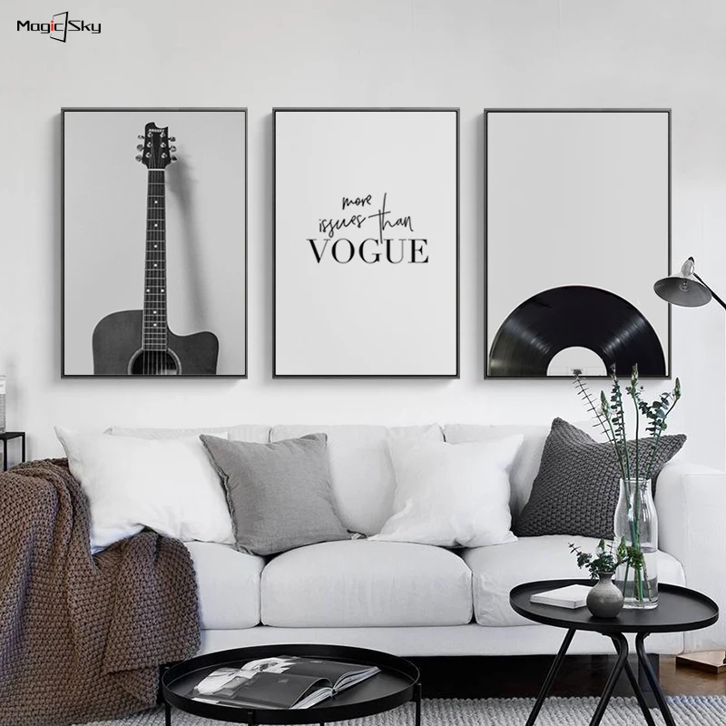 Классическая гитара CD музыкальный проигрыватель модный плакат и печать черно