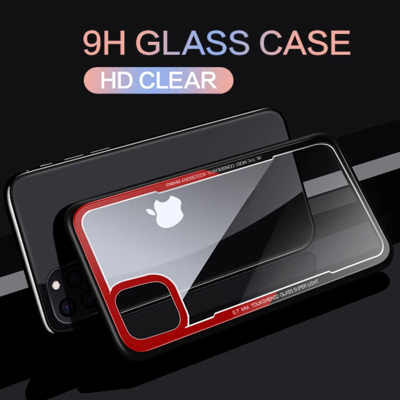 Роскошный прозрачный стеклянный чехол для iPhone11 12 Pro Max силиконовый бампер iPhone Mini XS