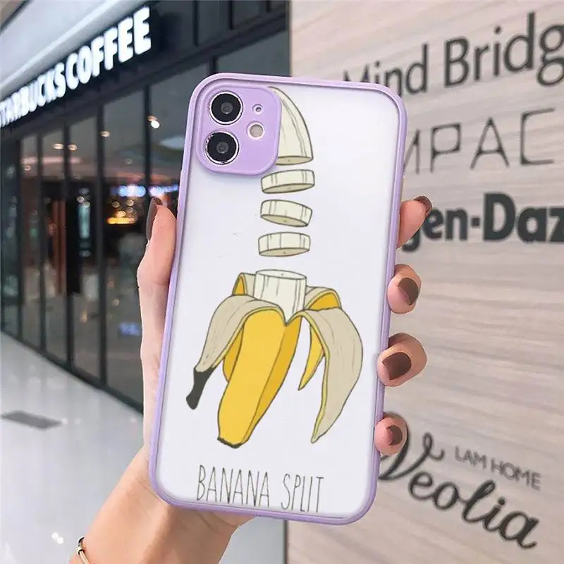 

Lovely Cartoon Funny Banana Phone Cases Matte Transparent for iPhone 7 8 11 12 s mini pro X XS XR MAX Plus cover funda