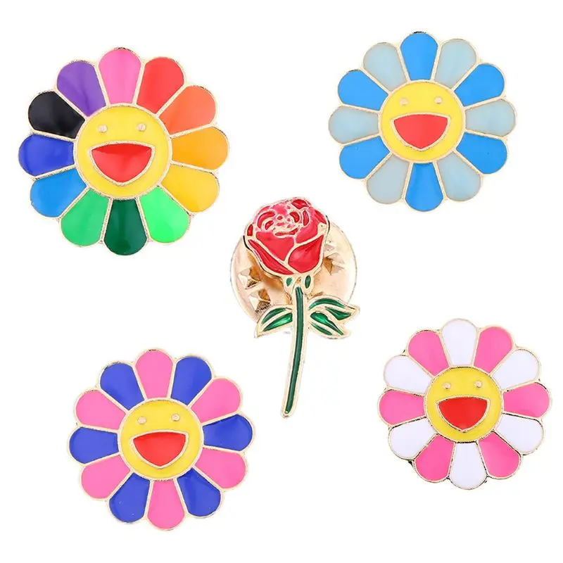 Женская детская Радужная улыбающаяся Подсолнух каплевидное масло брошь каваи