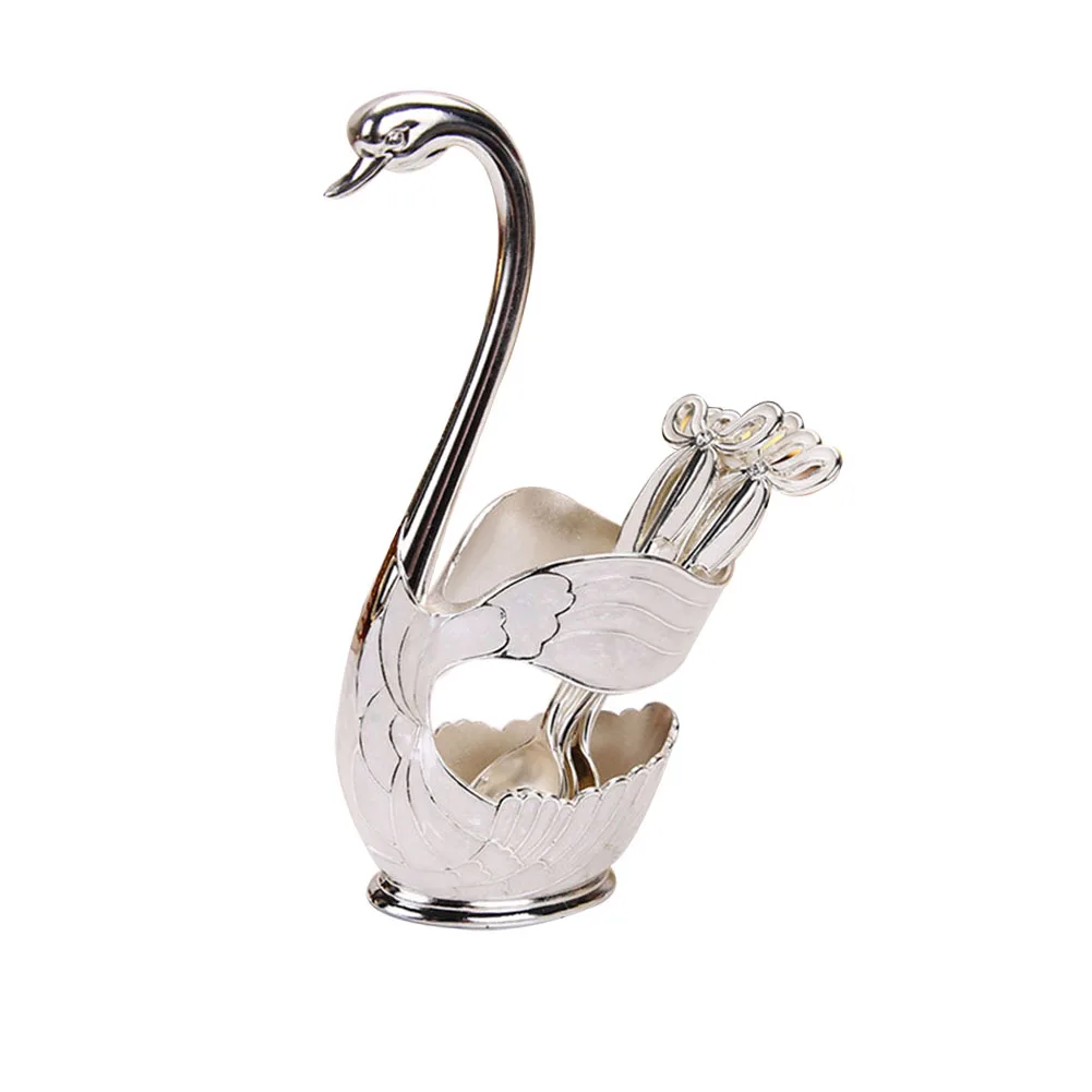 

Spoon& Lampst European Coffee Spoon Fruit Spoon Fork Set Household Ornaments Fashion Fruit Lovely Swan Dessert Spoon Tableware