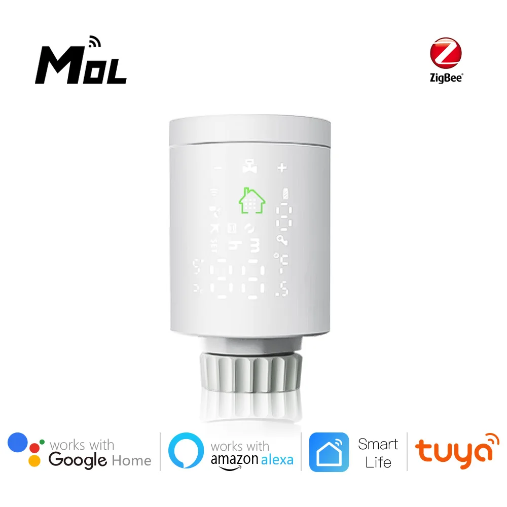 

Привод радиатора MOL Tuya Smart ZigBee, программируемый термостатический клапан радиатора, регулятор температуры, поддержка Alexa