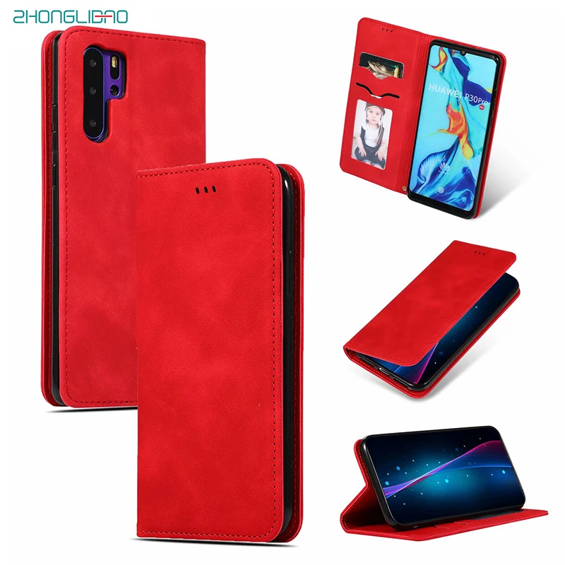 Кожаный чехол книжка с магнитной застежкой для Huawei P30 Mate 20 P20 Lite P Smart Plus Z