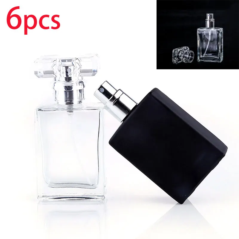 6 шт. 30 мл стеклянная Квадратная бутылка для духов пустая распылитель флакон