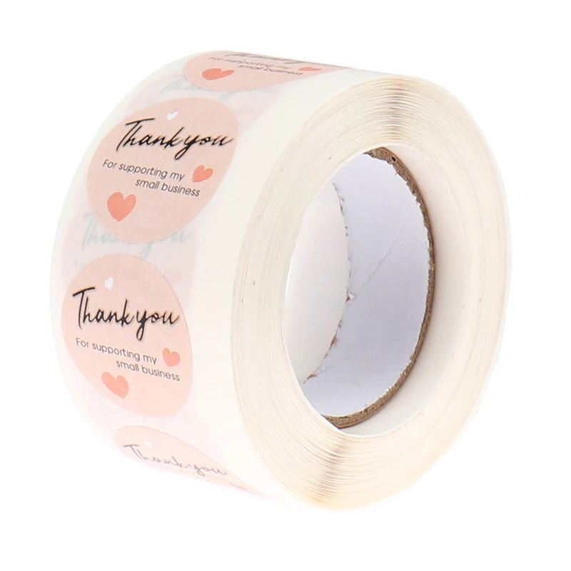 

500pcs Thank You Stickers Hand Made With Love Labels Round Heart Business Stickers