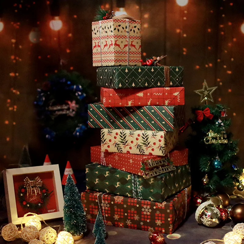 

2022 Christmas Wrapping Paper Wedding Green Decoration Gift Wrapping Crafts Kraft Paper Wrapping Paper Kraft Paper Origami