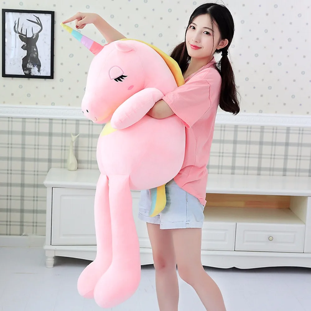 

Nice Hot arrival large unicorn plush toys cute rainbow horse soft doll stuffed animal best toys for children girl gift christmas
