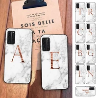 marble initial letter phone case for huawei honor 10 i 8x c 5a 20 9 10 30 lite pro voew 10 20 v30