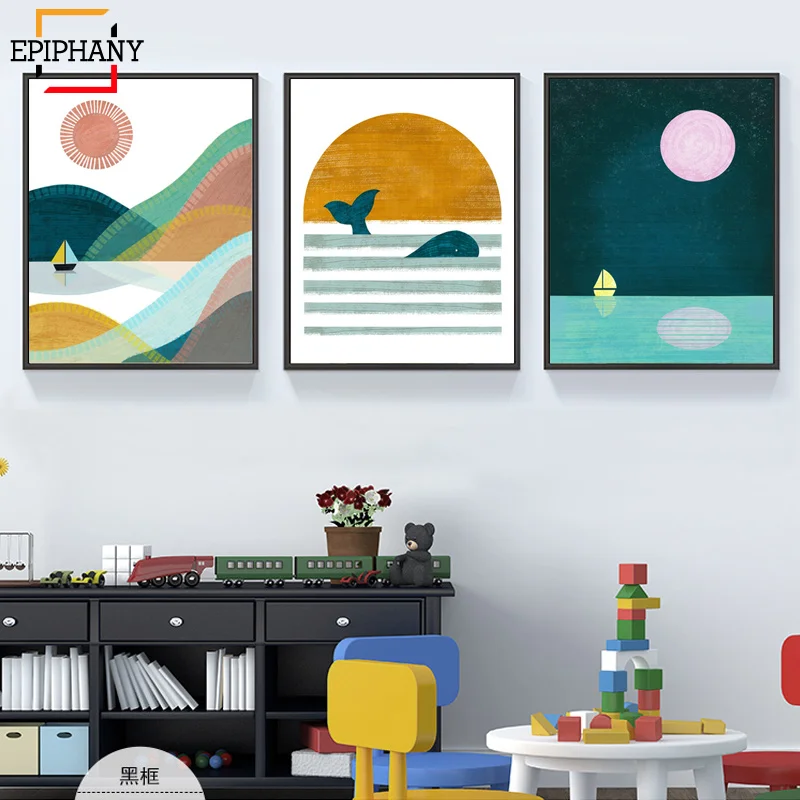 Настенная картина с изображением заката дневная фотография Скандинавская для