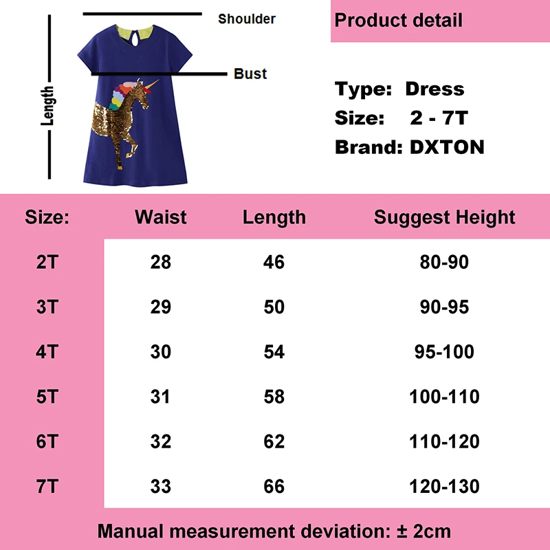 

DXTON Girls Summer Dresses Unicorn Girls Clothes Striped Kids Dresses for Girls Costumes Short Sleeve Children Princess Clothing