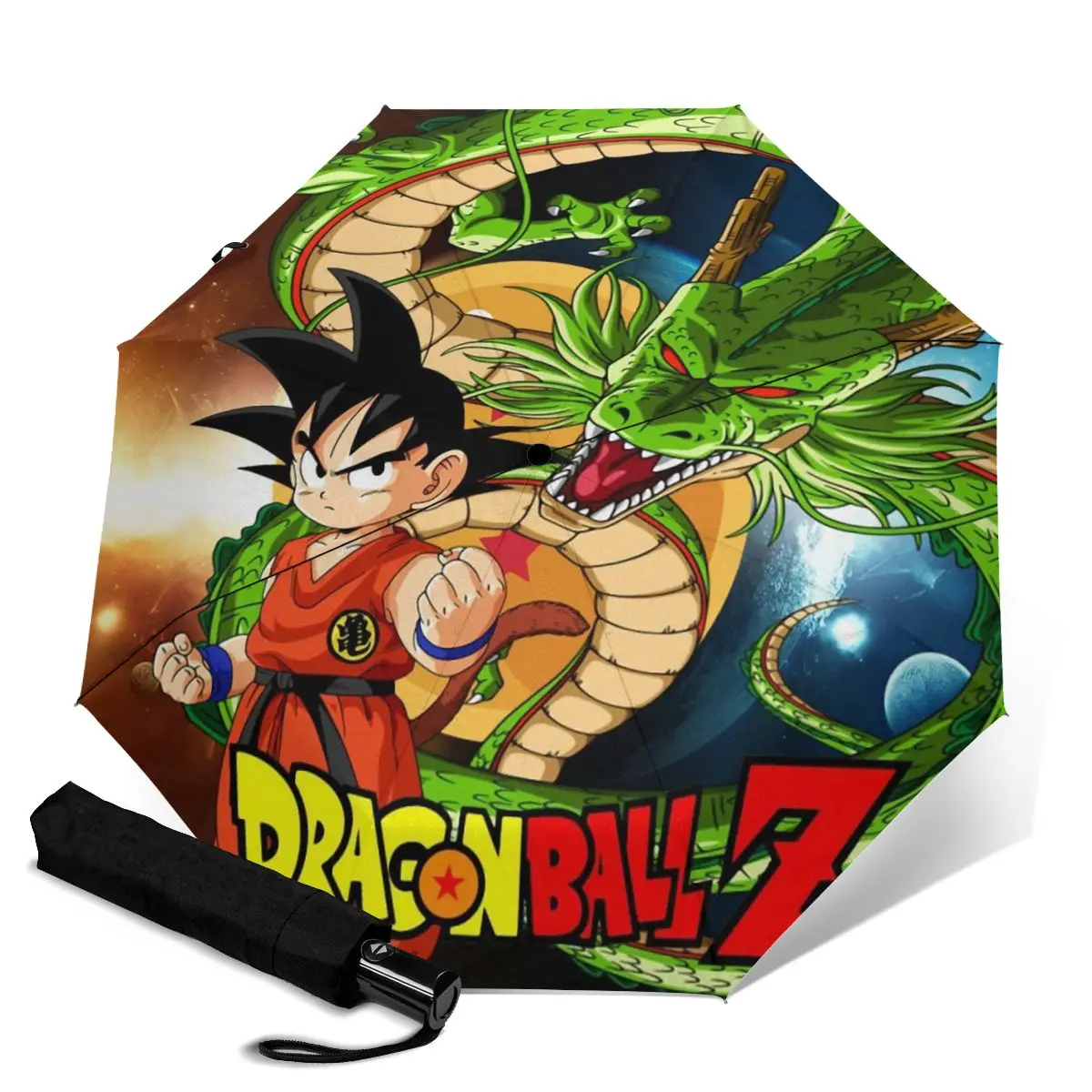 

Мужской автоматический 3-складной Зонт HUAZI, 8 ребер, прочный ветер, классический уличный солнцезащитный козырек Wu kong Dragon