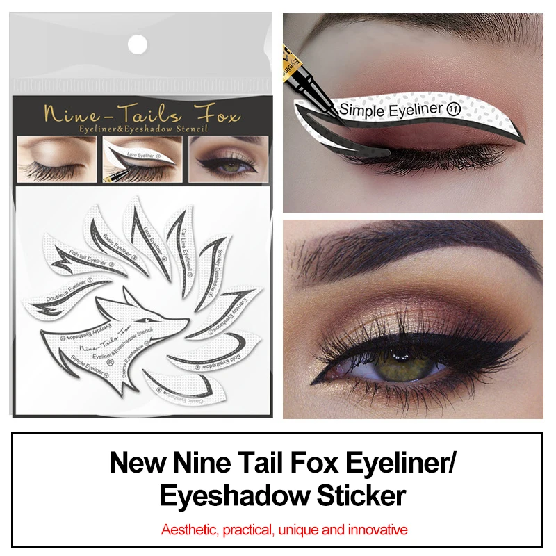 

Трафареты девять хвостов лисы для век подводка для глаз искусственный инструмент для макияжа шаблон для макияжа глаз наклейка карточка лен...