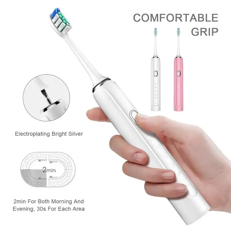 Electric Toothbrush Sonic Vibration Inductive Charging IPX7 Waterproof Soft Adult | Бытовая техника
