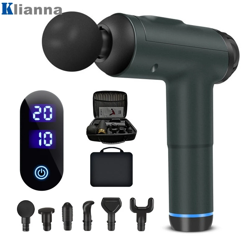 

Тканевый массажный пистолет, массажер для глубоких мышц для тренировок и упражнений, спортивный массажный аппарат, 4 головки с сумкой для расслабления тела, облегчение боли