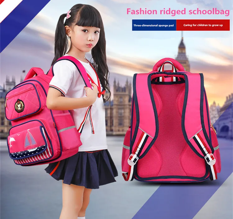 

OKKID elementary school backpack for girls bookbag reflective strip kids school bag girl gift children's waterproof backpack