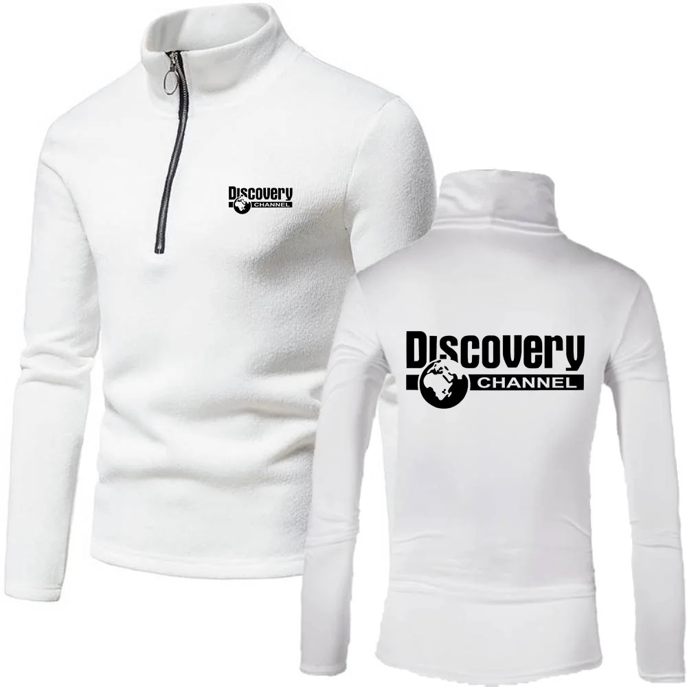 Мужской базовый свитер с воротником хомут на осень и зиму пуловер полумолнией