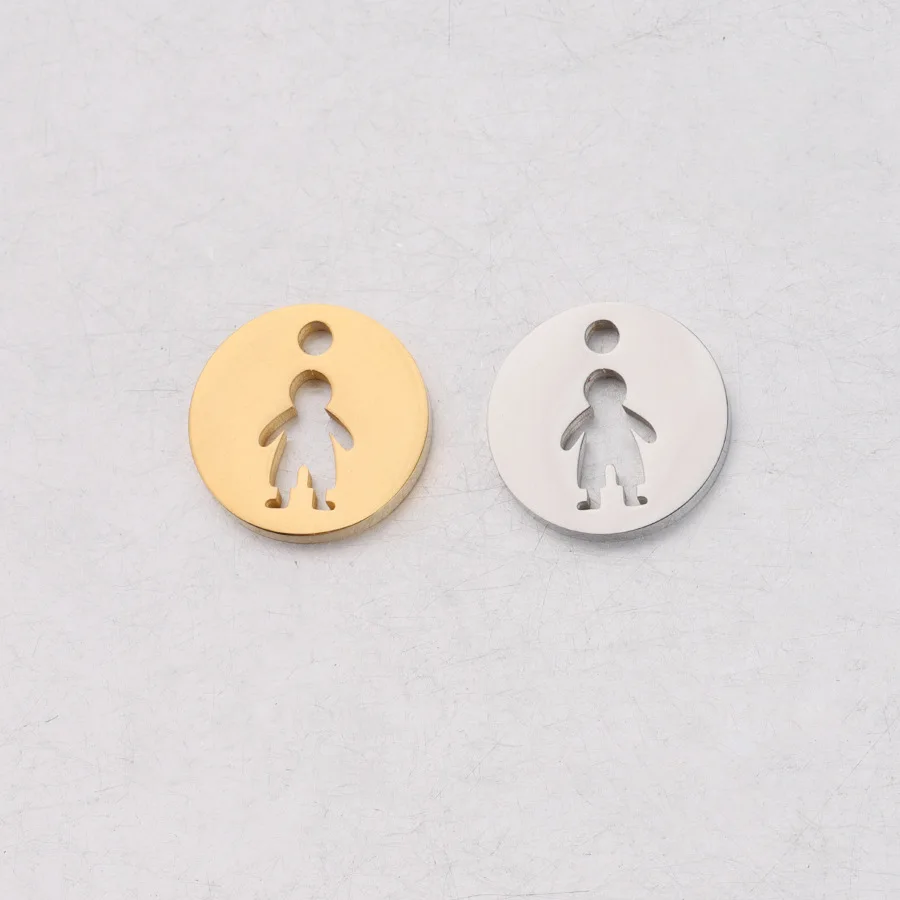 Подвески из нержавеющей стали для детей и девочек круглые подвески с отверстиями