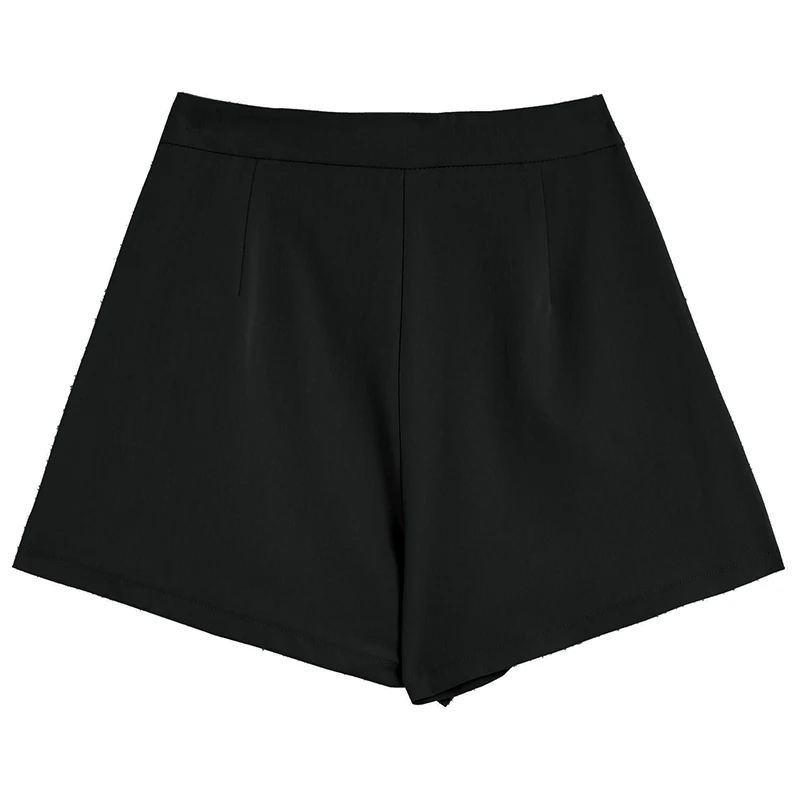 

[EAM] Women White Pleated Spliced Casual Wide Leg Shorts New High Waist Loose Fit Trousers Fashion Spring Summer 2021 1DD9611