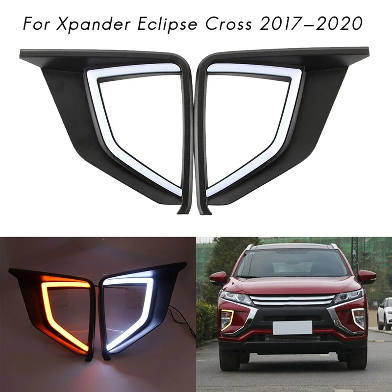 

for Mitsubishi Xpander Eclipse Cross 2017-2020 LED DRL Daytime Running Light with Turn Signal Fog Lights Driving Lamp