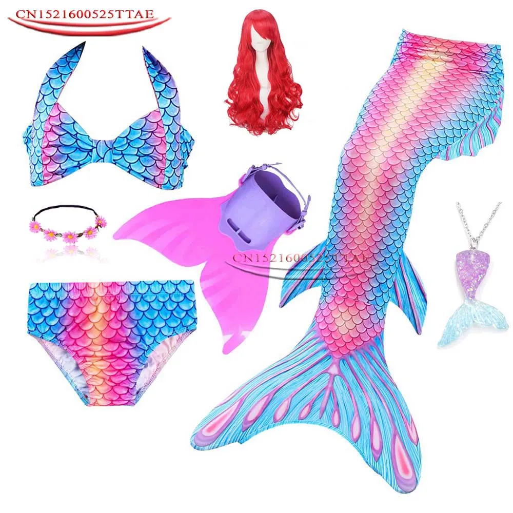 Детский купальный костюм русалки с хвостом моноластами для девочек бикини