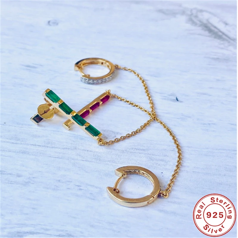 

MC Ear Huggie Hoop Ear Piercing Stud 2 in 1 Pendientes 925 Sterling Silver Earrings for Women New 2021 Trend Fashion Jewelry