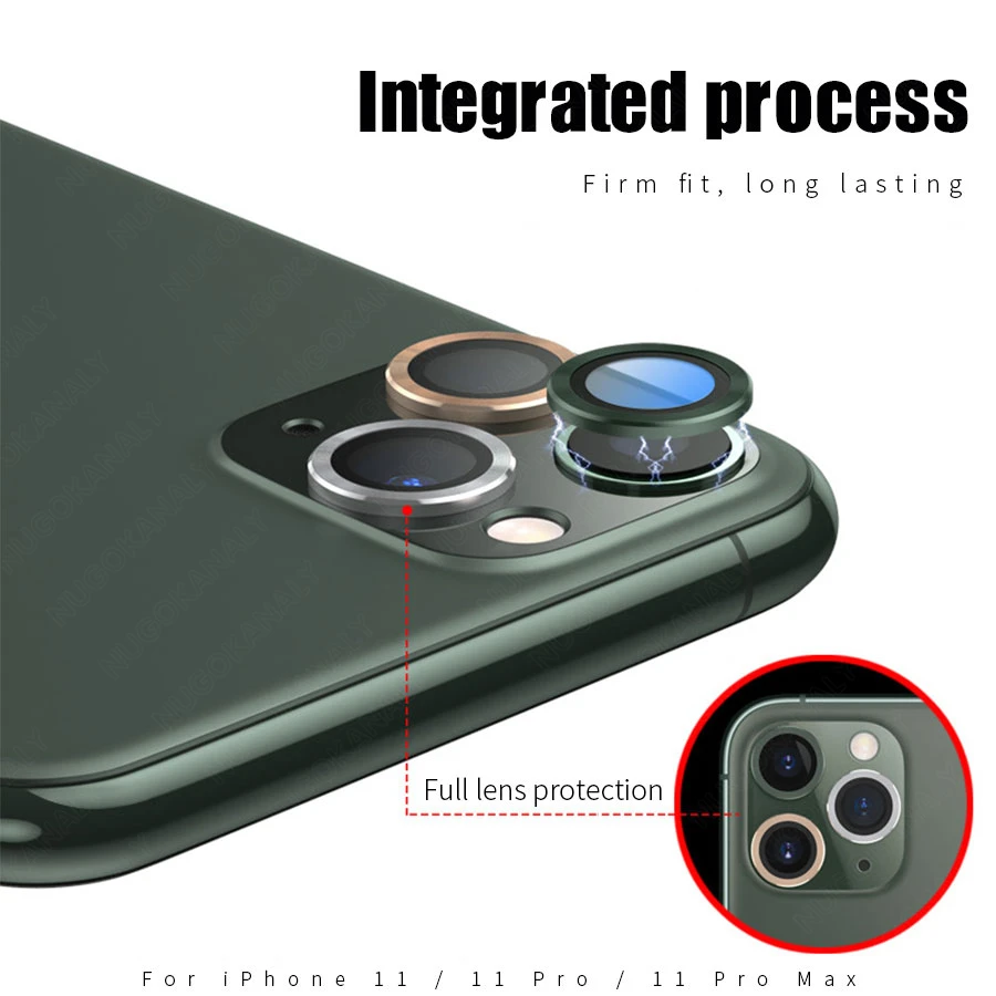 Защитный чехол для камеры iphone 11 Pro Max стекло + металлическое кольцо объектива