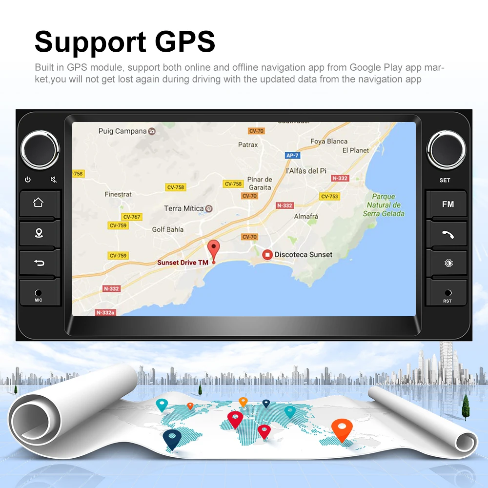 Podofo 1G + 16G Android 8 1 Автомагнитола 7 ''автомобильное радио для машины Стерео gps MP5