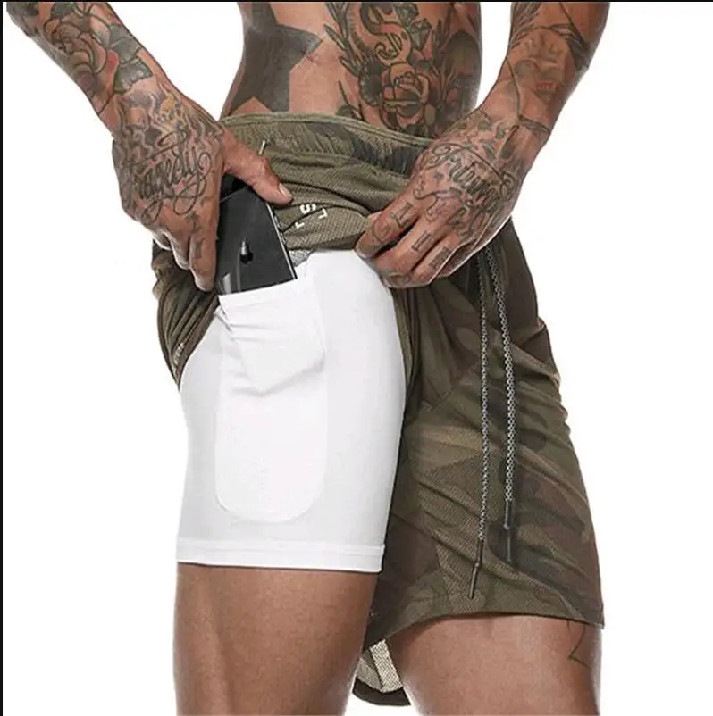 Летние мужские шорты для бега скрытый мобильный телефон внутри карманы джоггеры