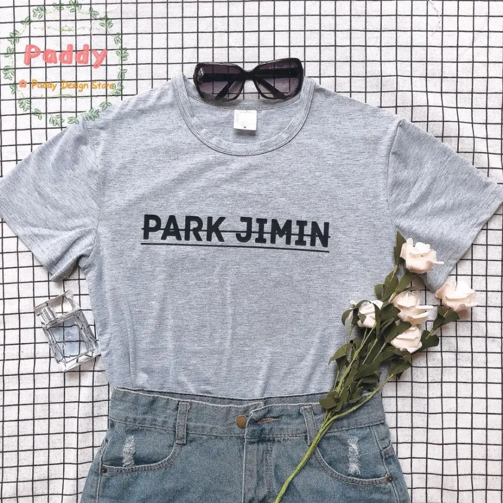 Модная футболка Bangtan Tumblr в стиле KPOP PARK JIMIN уличная одежда Женский Топ с круглым