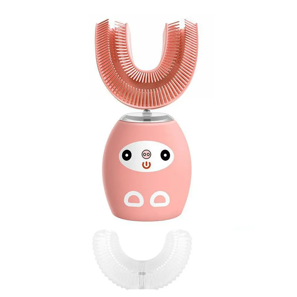 

Ультразвуковая Детская электрическая зубная щетка U-образная автоматическая зубная щетка 360 градусов IPX8 Водонепроницаемая детская зубная щетка