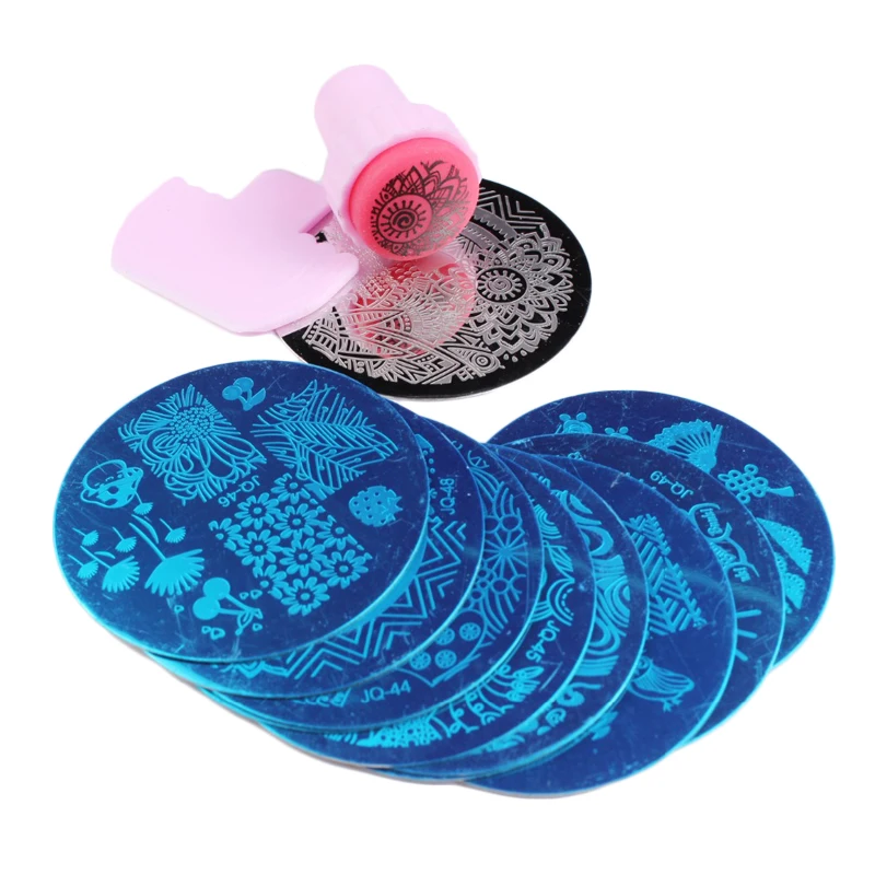 Finger Angel 10Pcs Lace Flower Line Nail Stamping Plates Strawberry Owl Design Template + 1 set Mini Stamper&ampScraper | Красота и