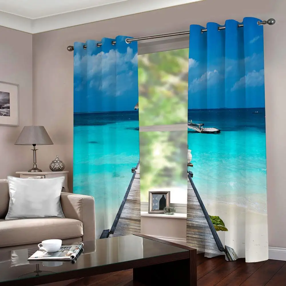 Пользовательские 3d занавески ландшафт Эгейского моря для гостиной европейские и