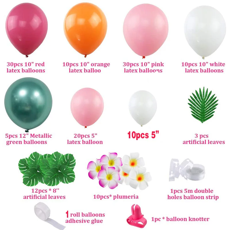 143 шт. розовые зеленые Гавайские тропические фотоарки искусственные украшения DIY