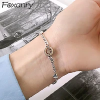foxanry 925 stamp smiley face chain bracelet new fashion creative bracelet elegant birthday party jewelry gifts