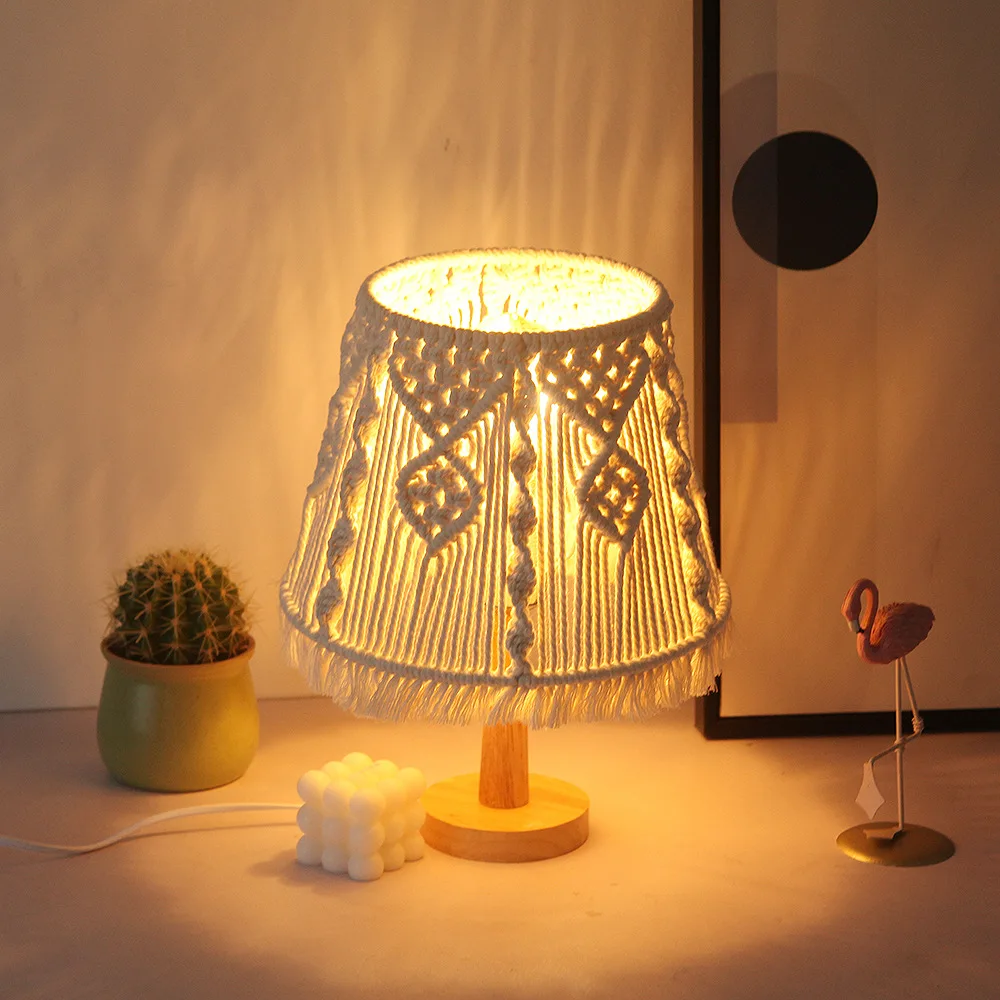 

Boho hand woven lampshade decor INS Creative home furnishing cotton rope woven lampshade Simple home soft decoration lampshade