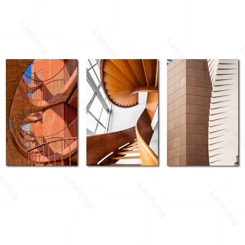 

Home Decor Art Murals Log Stairs Abstract Strange Space Modern Posters and Print For Living Room Aisle Entrance Wall Decoration