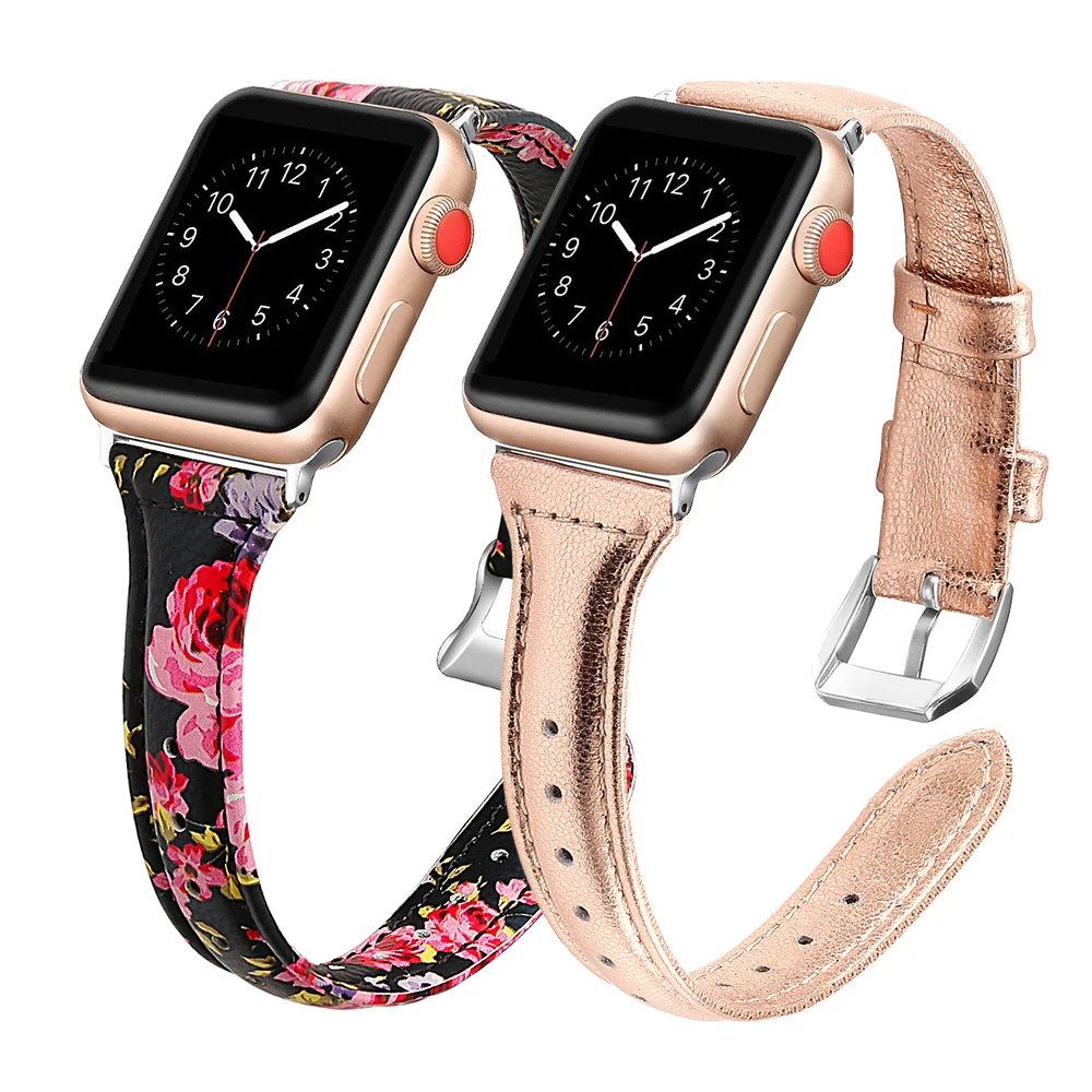 Кожаный ремешок для Apple watch band 40 мм 44 38 42 тонкий из натуральной кожи браслет iWatch series