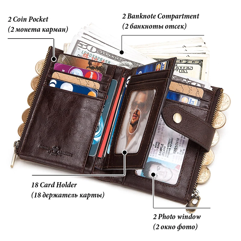 GZCZ RFID модные мужские кошельки кожаный кошелек для монет короткая мужская сумка