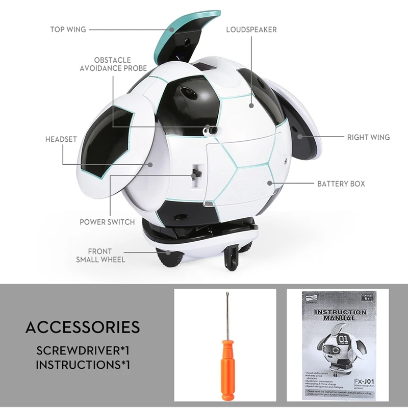 

J01 Voice Version Ball Robot with Infrared Obstacle Avoidance Speech Recognition Intelligent Robot Ball Electric Toy